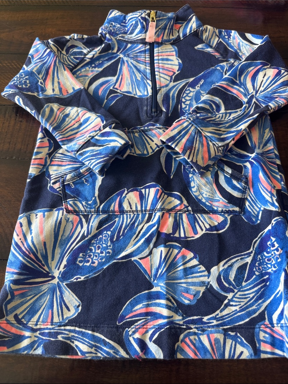 Lilly Pulitzer Girls Little Skipper Popover XS 2T 3T In Reel Life Navy Half Zip